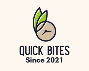 Clock Leaf Organic Time logo design