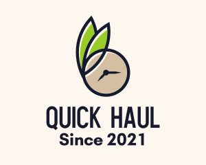 Clock Leaf Organic Time logo design