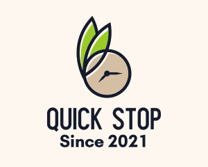 Clock Leaf Organic Time logo design