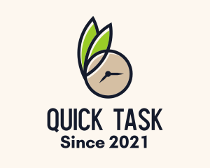 Clock Leaf Organic Time logo design