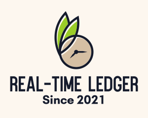 Clock Leaf Organic Time logo design