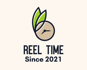 Clock Leaf Organic Time logo design