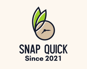 Clock Leaf Organic Time logo design