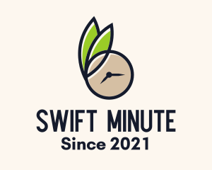 Clock Leaf Organic Time logo design