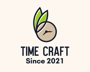 Clock Leaf Organic Time logo design