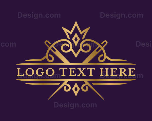 Elegant Sewing Needle Craft Logo