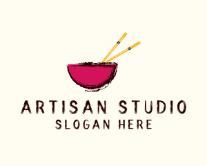 Asian Chopsticks Bowl logo design