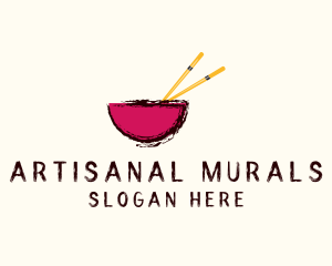 Asian Chopsticks Bowl logo design