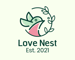 Bird Leaf Vine logo design