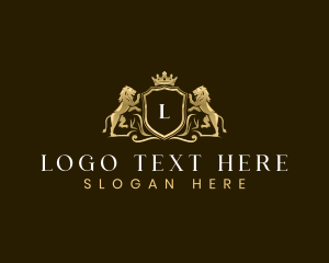 Luxury Shield Crown Lion logo