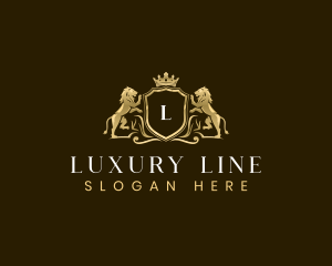 Luxury Shield Crown Lion logo design