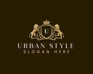 Luxury Shield Crown Lion logo