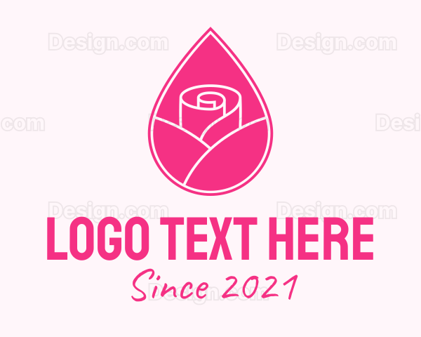 Pink Rose Droplet Logo