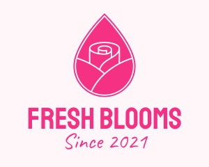 Pink Rose Droplet  logo design