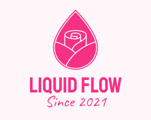 Pink Rose Droplet  logo design