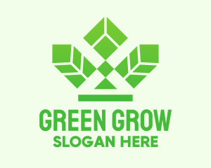 Green Leaf Crown logo design