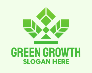 Green Leaf Crown logo design