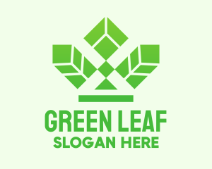 Green Leaf Crown logo design