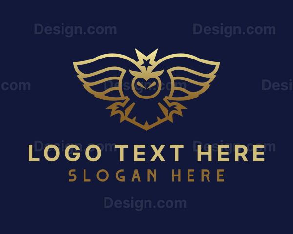 Gold Star Owl Wings Logo