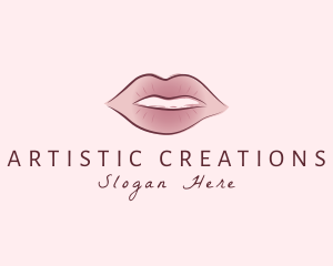 Watercolor Woman Lips logo design