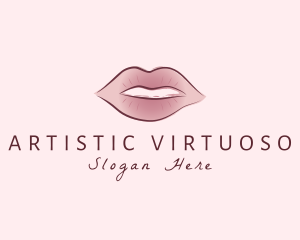 Watercolor Woman Lips logo design