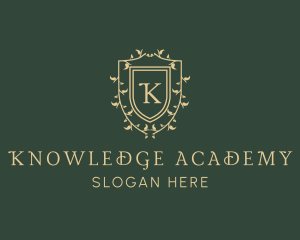 Wreath Shield Academy logo design