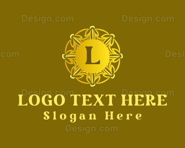 Golden Floral Wreath Logo