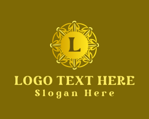 Golden Floral Wreath logo