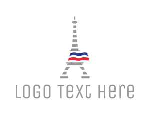 Striped Eiffel Tower logo design