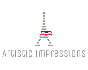 Striped Eiffel Tower logo design