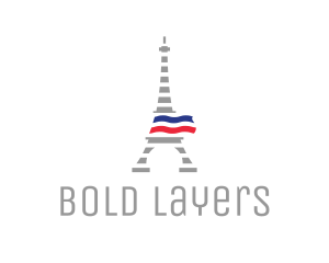 Striped Eiffel Tower logo design