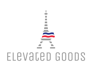 Striped Eiffel Tower logo design