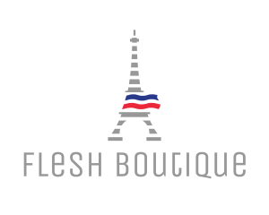 Striped Eiffel Tower logo design