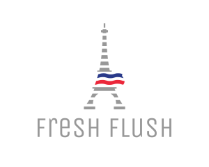 Striped Eiffel Tower logo design