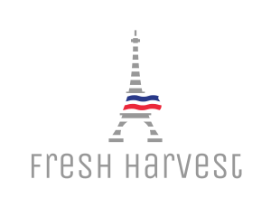 Striped Eiffel Tower logo design