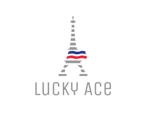 Striped Eiffel Tower logo design