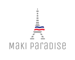 Striped Eiffel Tower logo design