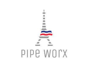 Striped Eiffel Tower logo design