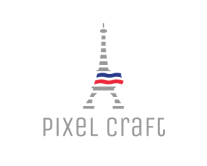 Striped Eiffel Tower logo design