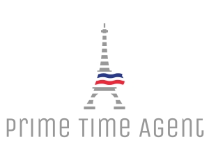 Striped Eiffel Tower logo design