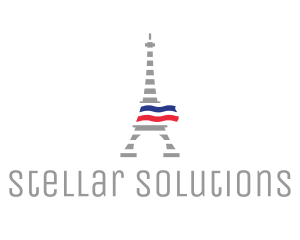 Striped Eiffel Tower logo design