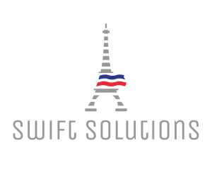 Striped Eiffel Tower logo design