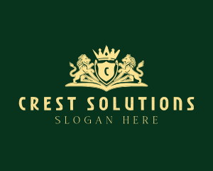 Lion Crown Crest logo design