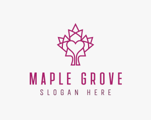 Mosaic Maple Leaf Heart logo design