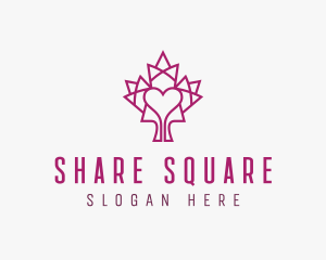 Mosaic Maple Leaf Heart logo design