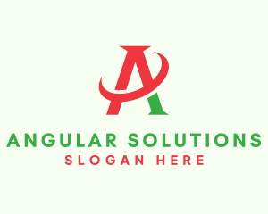 Red Green Orbit Letter A logo design