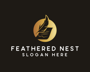 Law Document Feather logo design