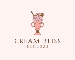 Ice Cream Dessert Woman logo design