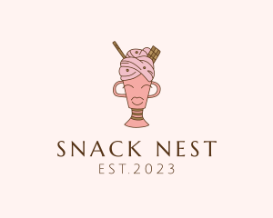 Ice Cream Dessert Woman logo design