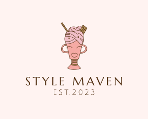 Ice Cream Dessert Woman logo design